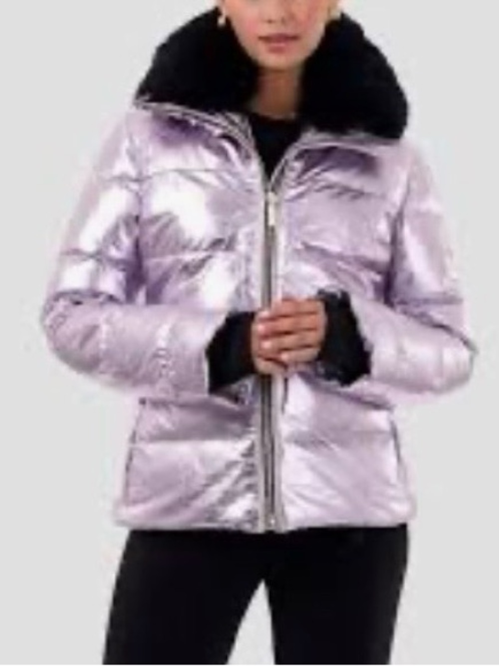 Gorski METALLIC APRÈS-SKI JACKET WITH DETACHABLE TOSCANA SHEARLING LAMB COLLAR
